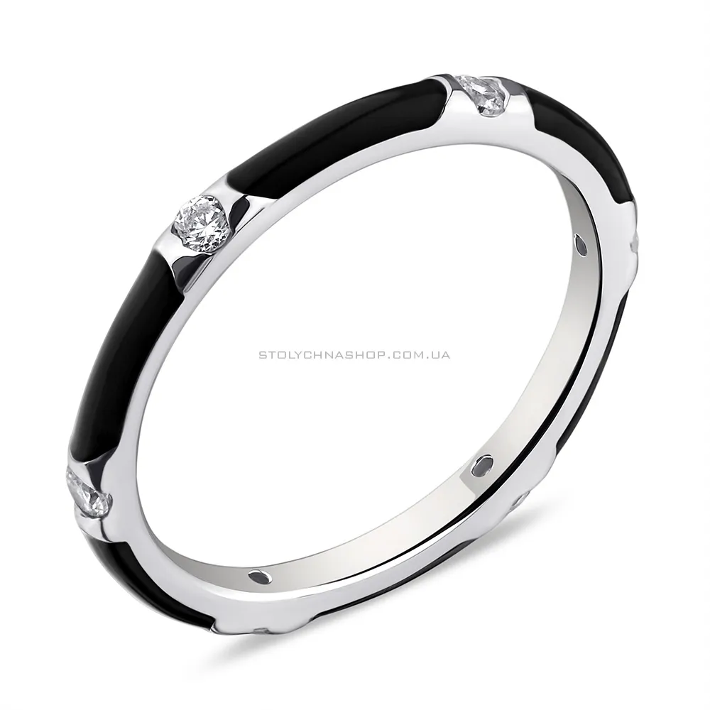 Кольцо из серебра с фианитами и эмалью (арт. 7501/6754еч) - цена
