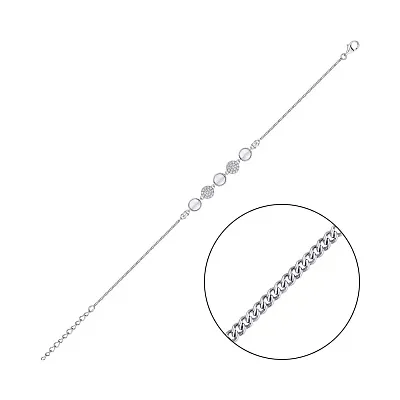 Срібний браслет з перламутром та фіанітами (арт. 7509/4214п)