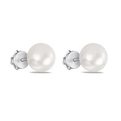 Срібні сережки-пусети з перлами (арт. 7518/242жбсю)