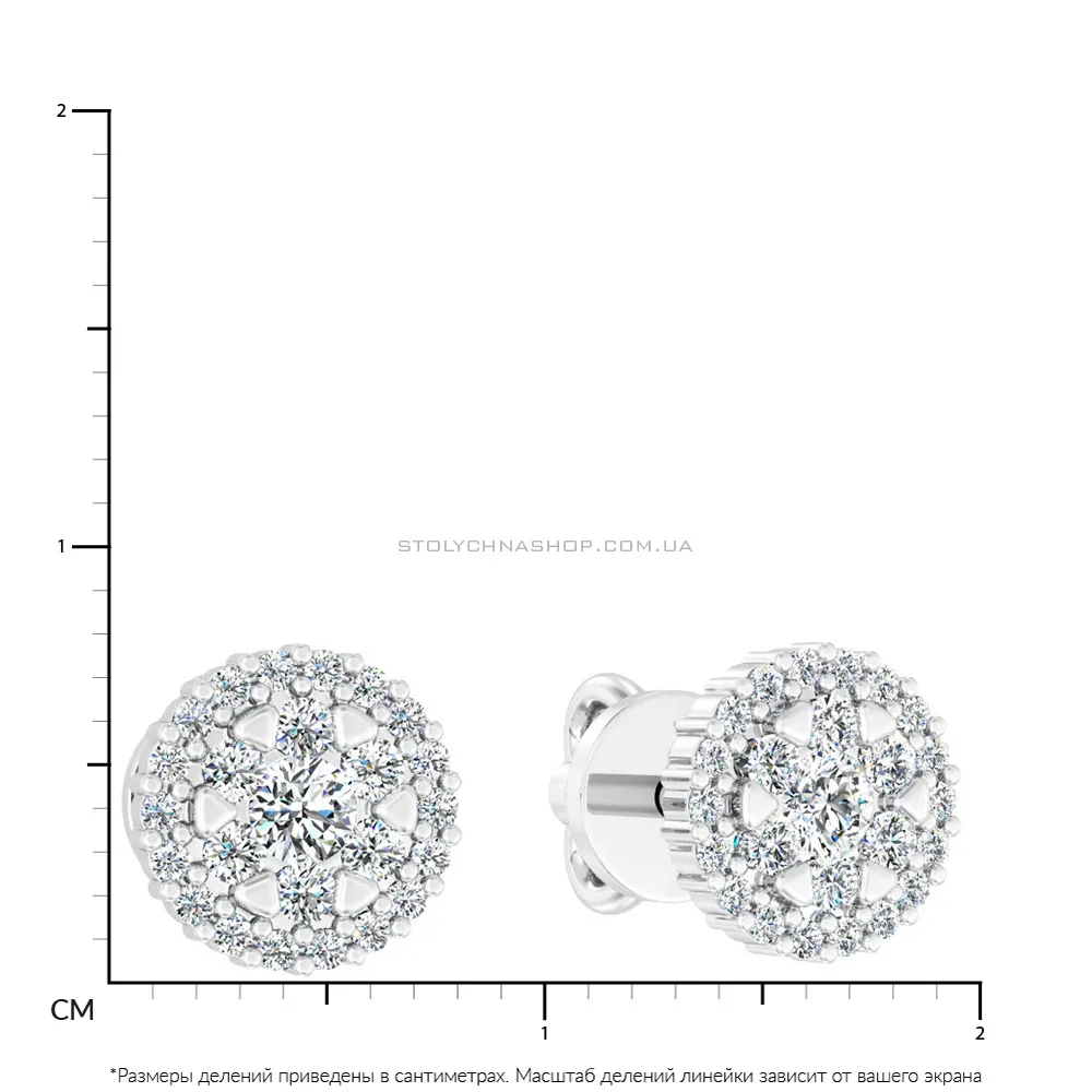 Сережки з білого золота з діамантами (арт. Т011186060б) - 2 - цена