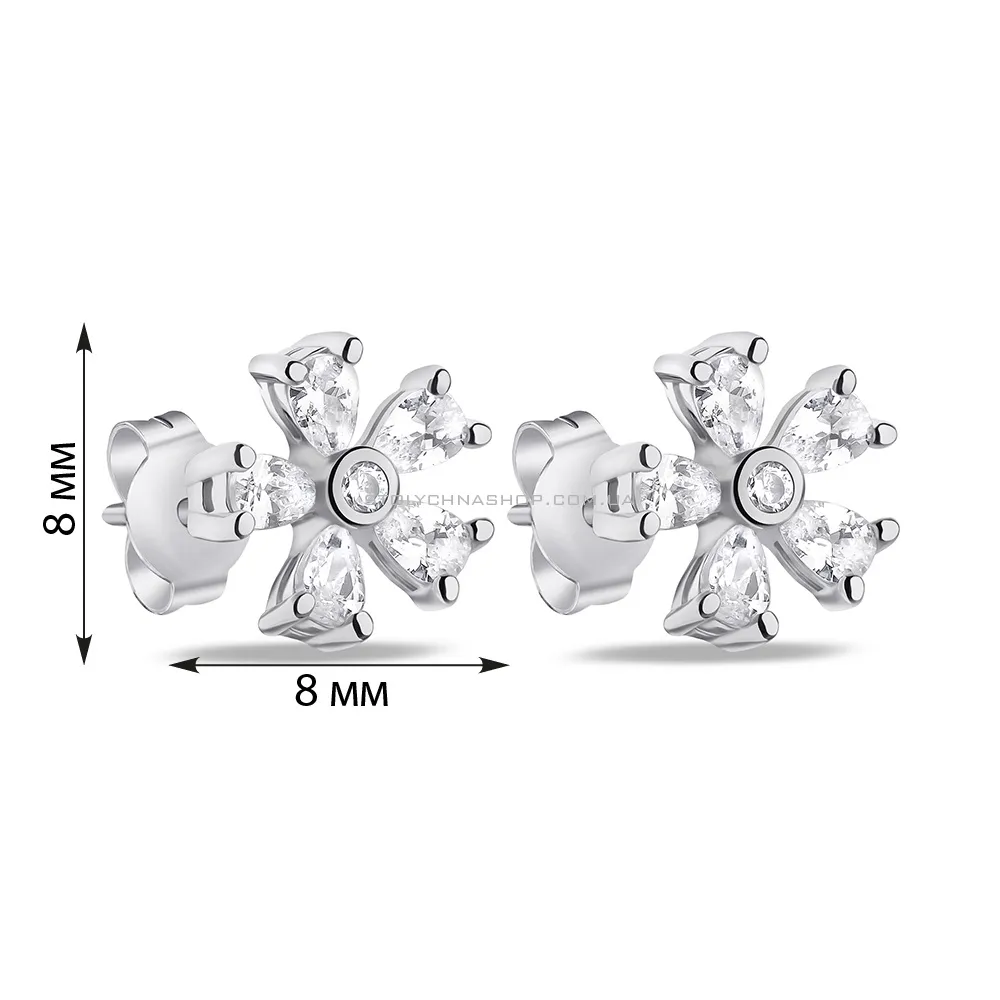 Сережки-пусети Квіти зі срібла з фіанітами (арт. 7518/6511) - 2 - цена