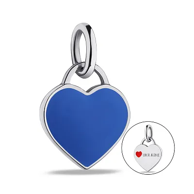 Серебряный кулон Сердце с синей эмалью (арт. 7503/927ескпю)