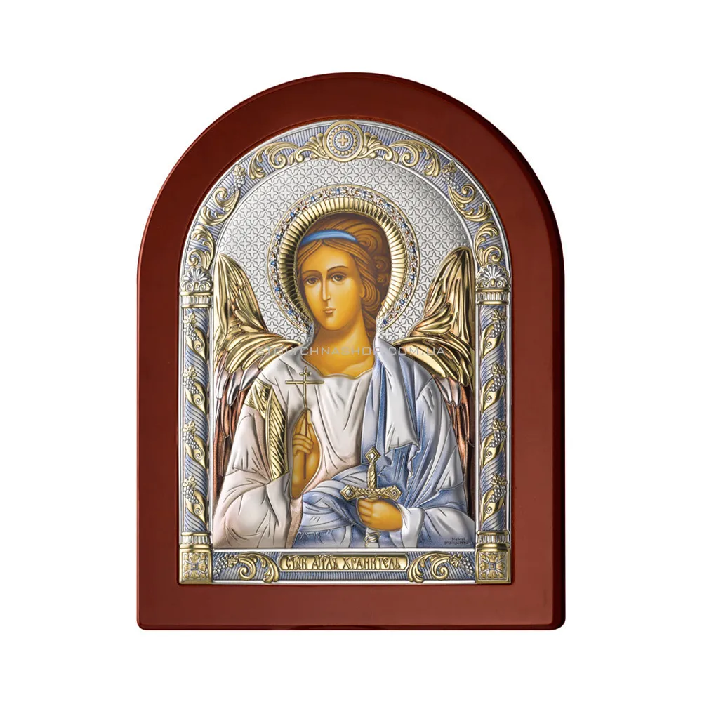 Серебряная икона "Ангел Хранитель" (80х60 мм) (арт. 84123 1LCOL)