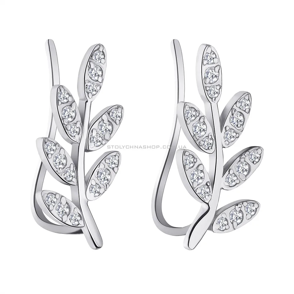 Сережки-клаймбери зі срібла з фіанітами (арт. 7502/А129сю) - цена