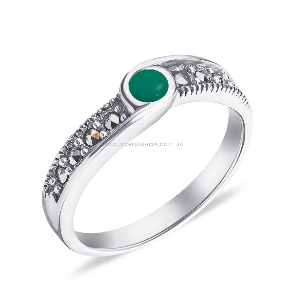 Кольцо из серебра с зеленым ониксом (арт. 7401/4685мркоз) - цена