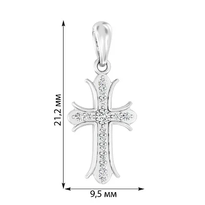 Хрестик з білого золота з діамантами  (арт. П011544005б)