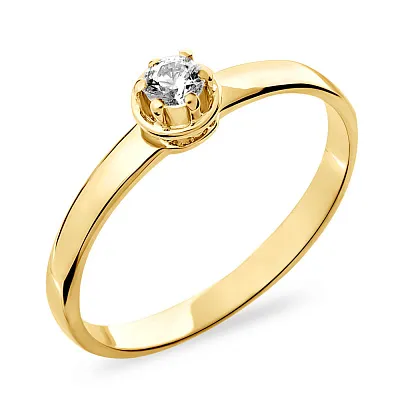 Золотое помолвочное кольцо с белым фианитом (арт. 140651ж)