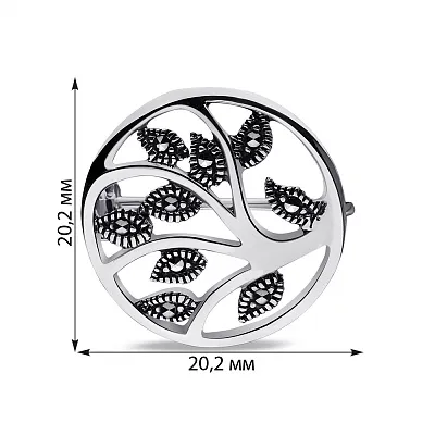 Срібна брошка з марказитами  (арт. 7405/180мрк)