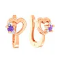 Детские золотые серьги «Сердечки» с фиолетовыми фианитами (арт. 110498ф)