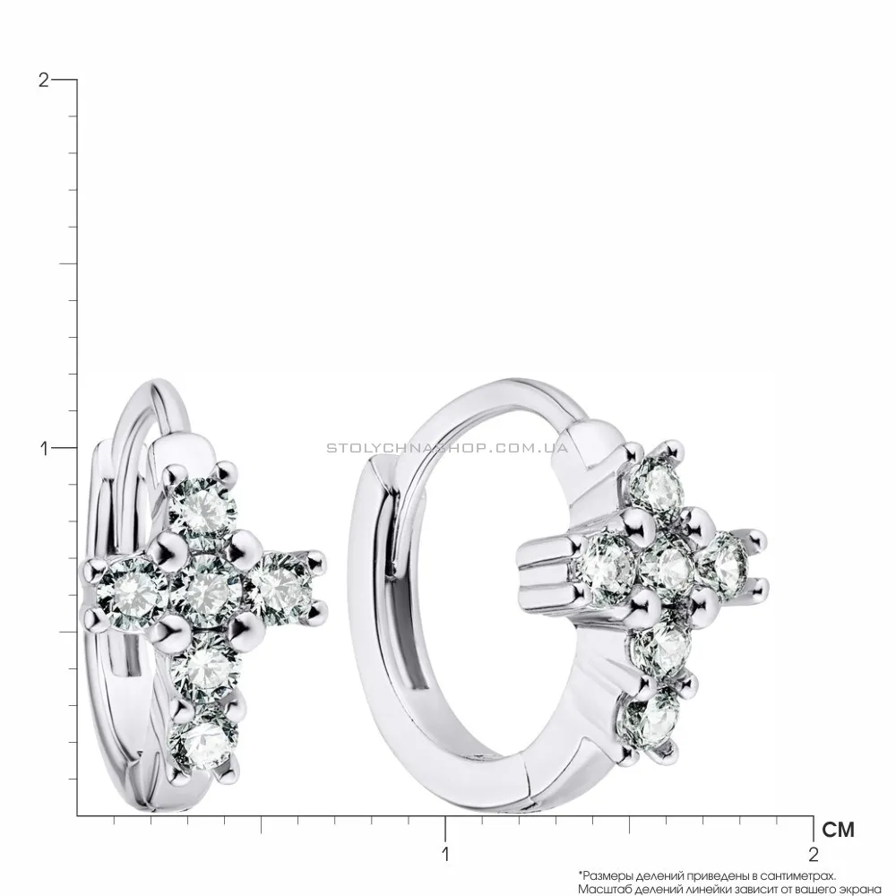 Серебряные серьги-кольца «Крестики» с фианитами (арт. 7502/3801) - 2 - цена