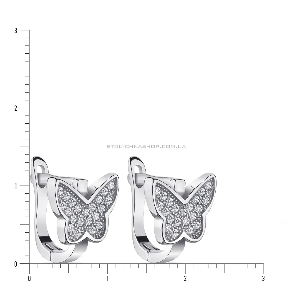 Сережки «Метелики» зі срібла з фіанітами  (арт. 7502/4074)
