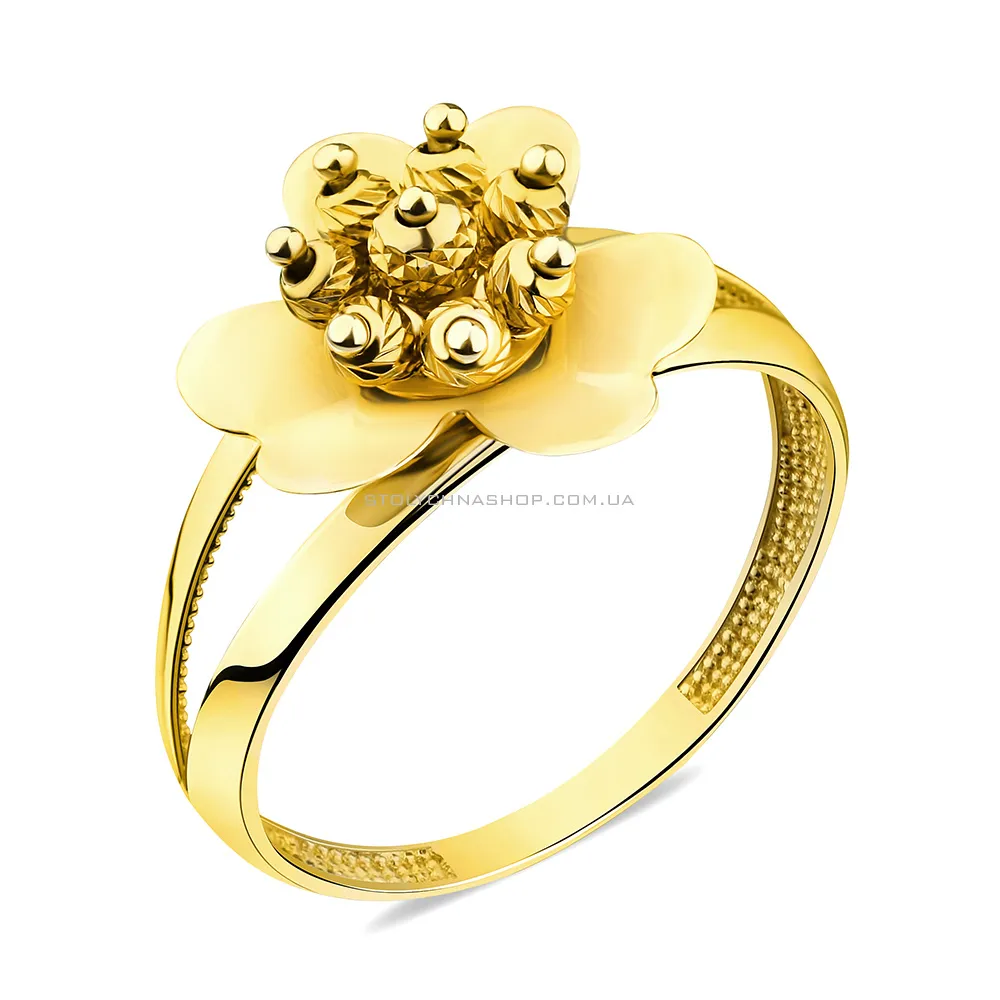 Кольцо Цветок из желтого золота (арт. 155682/1ж) - цена