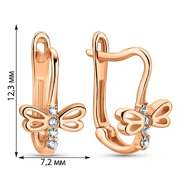 Золотые детские серьги Стрекоза с фианитами (арт. 106443)