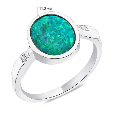 Серебряное кольцо с зеленым опалом (арт. 7501/6188Поз)