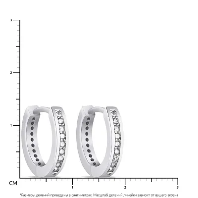 Серьги-кольца из серебра с фианитами  (арт. 7502/4105/15)