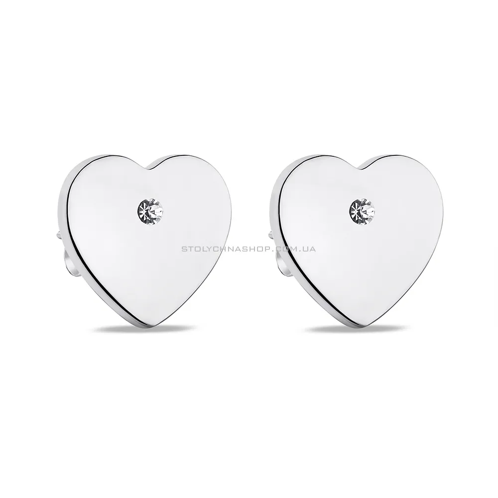 Сережки-пусети Серце зі срібла (арт. 7518/6656) - цена