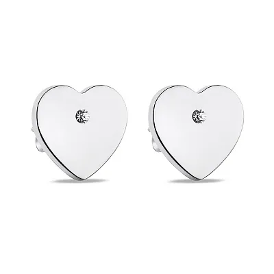Сережки-пусети Серце зі срібла (арт. 7518/6656)