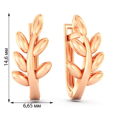 Сережки з червоного золота Гілочка (арт. 111255)