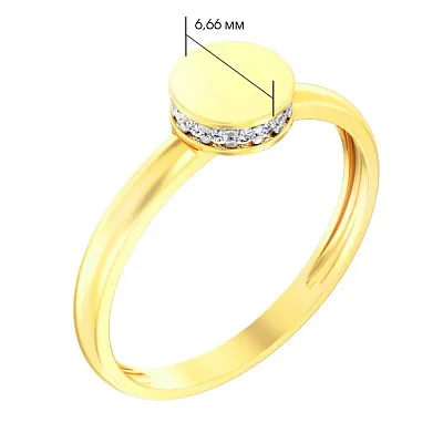 Золотое кольцо в желтом цвете металла с фианитами (арт. 141078ж)