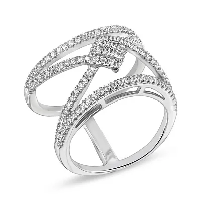 Широкое серебряное кольцо с фианитами  (арт. 05012085)