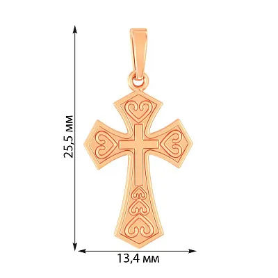 Золотий хрестик в червоному кольорі металу  (арт. 440752)