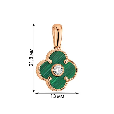 Кулон з червоного золота з малахітом  (арт. 424889/15млх)