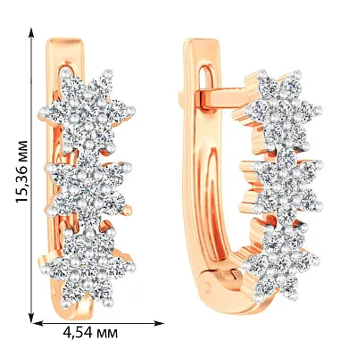 Сережки з червоного золота з діамантами (арт. С011218020)