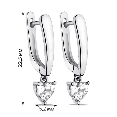 Серебряные серьги-подвески Сердечки (арт. 7502/9453)