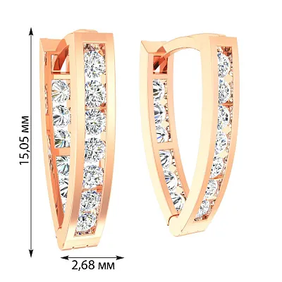 Дитячі сережки з червоного золота з фіанітами (арт. 110155)