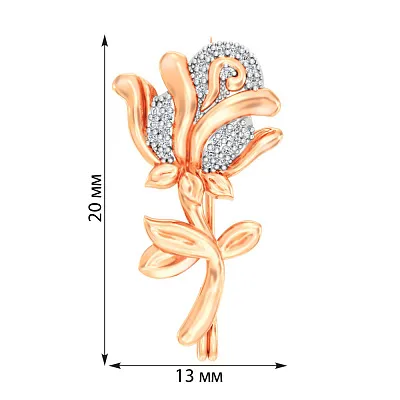 Золота брошка «Троянда» з фіанітами (арт. 360071)