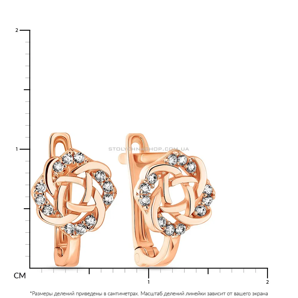 Золоті сережки в червоному кольорі металу (арт. 106561) - 2 - цена