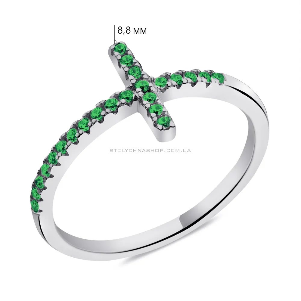 Серебряное кольцо с зелеными альпинитами (арт. 7501/2160аз) - 2 - цена