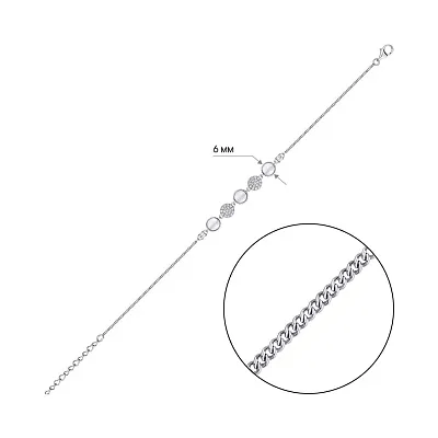 Серебряный браслет с перламутром и фианитами (арт. 7509/4214п)
