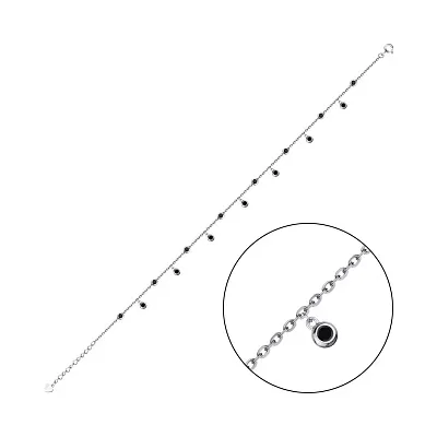 Срібний браслет на ногу з підвісками (арт. 7509/3113ч)