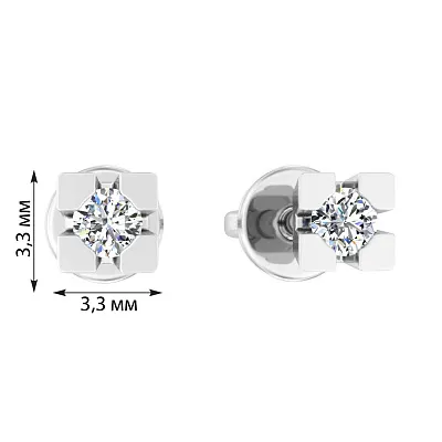 Сережки-пусети з білого золота з діамантами  (арт. Т011288010б)