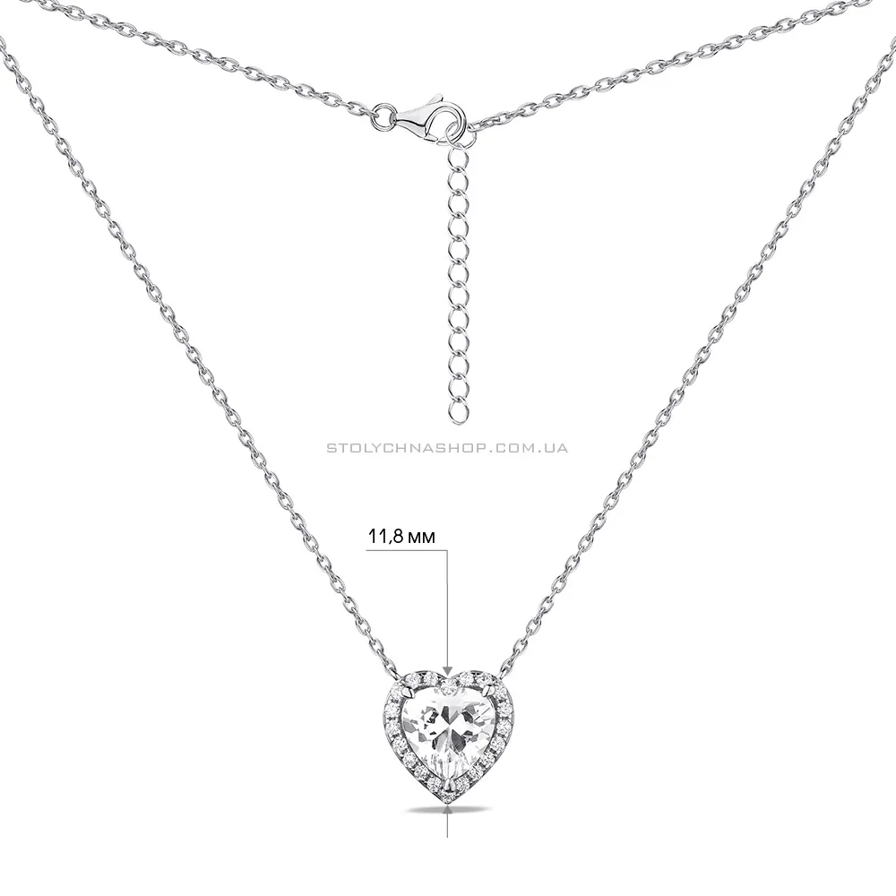 Срібне кольє Серце з фіанітами  (арт. 7507/1805) - 3 - цена