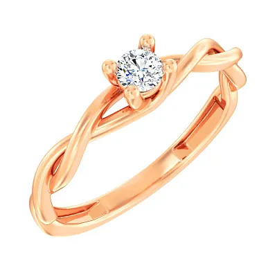 Золотое кольцо в красном с бриллиантом  (арт. К011326010)