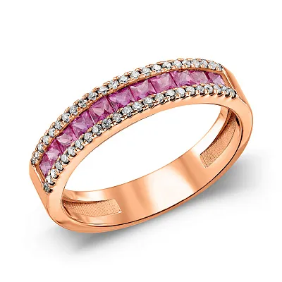 Золотое кольцо с рубинами и бриллиантами (арт. 1190166201р)