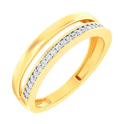 Золотое кольцо в желтом цвете металла с фианитами  (арт. 141095ж)