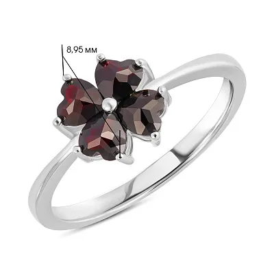 Серебряное кольцо «Цветок» с гранатом  (арт. 7501/4940Г)