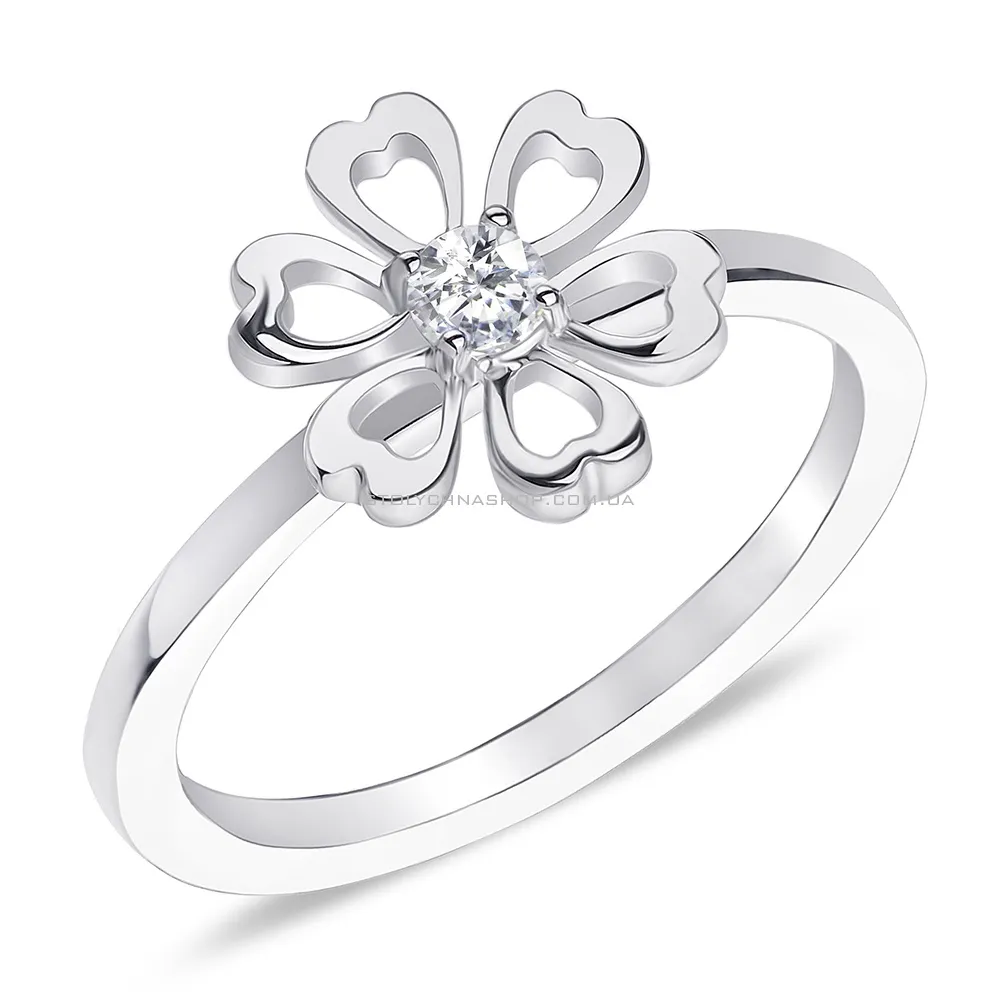 Серебряное кольцо «Цветок» с фианитом (арт. 7501/4100)