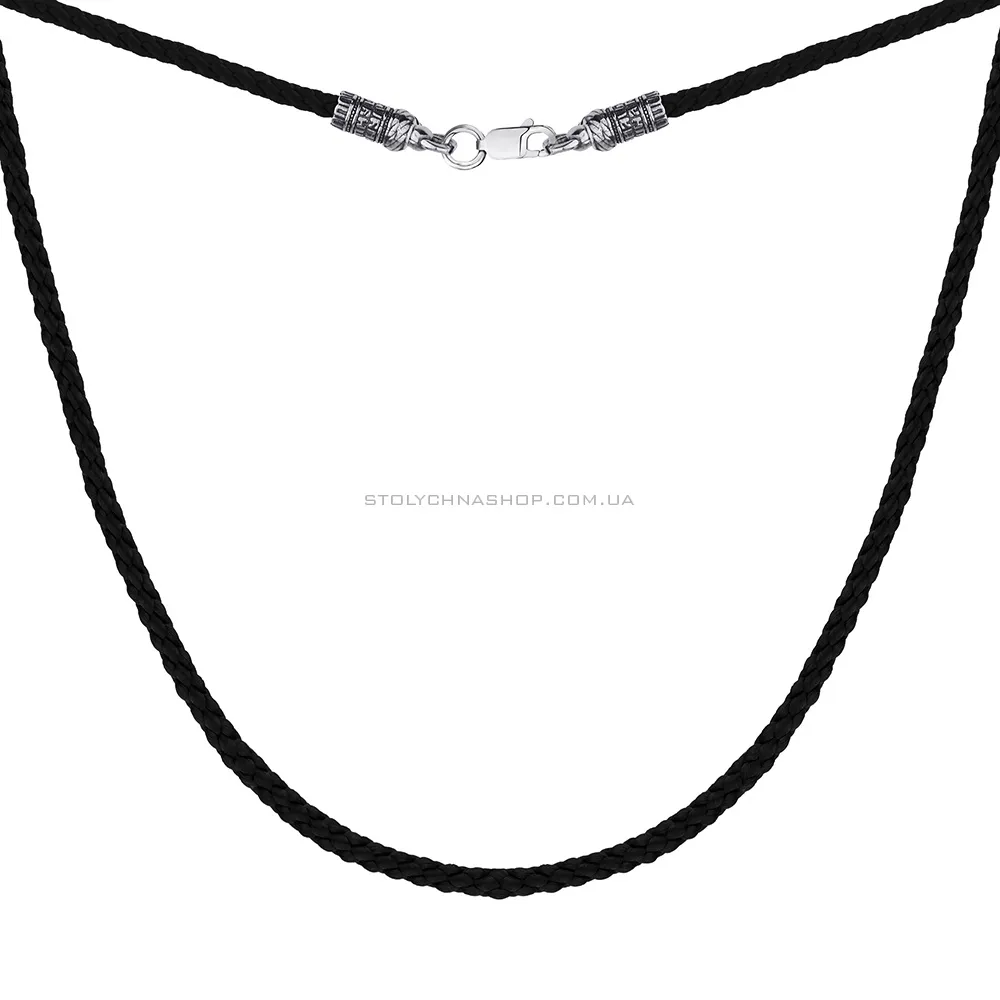Шнурок шелковый с замком из серебра (арт. 7307/105.040-ч)