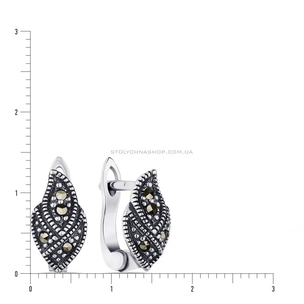 Срібні сережки з марказитами (арт. 7402/4096мрк)