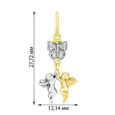 Кулон «Янголи» з білого і жовтого золота з фіанітами (арт. 422631ж)