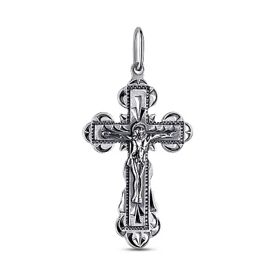 Нательный серебряный крестик с распятием (арт. 7904/3511-ч)