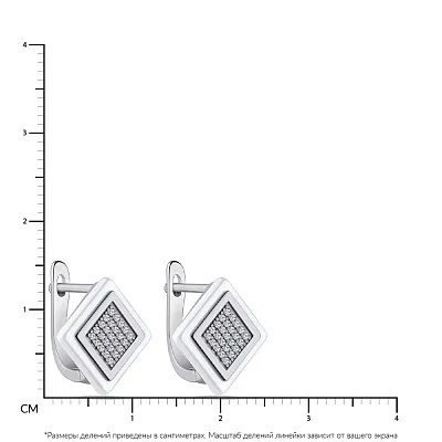 Сережки срібні з керамікою і розсипом фіанітів  (арт. 7502/2629б102)