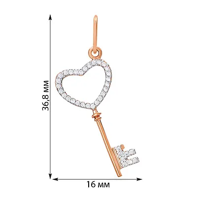 Золотая подвеска «Ключик» с фианитами (арт. 440324)