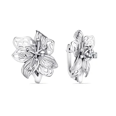 Сережки срібні «Квіти» з фіанітами (арт. 7902/1113082)