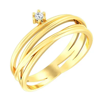 Золотое кольцо Синергия с фианитом (арт. 140763ж)