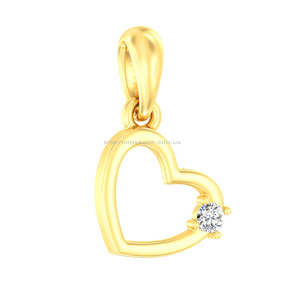 Золотой кулон Сердце с бриллиантом (арт. П011148ж) - цена